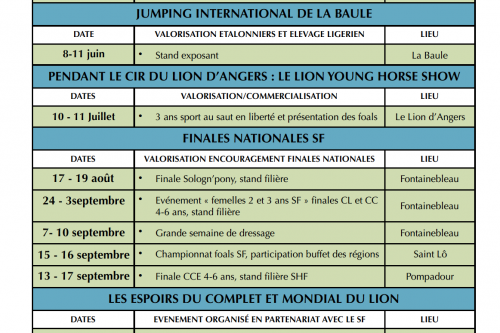 CALENDRIER DES EVENEMENTS